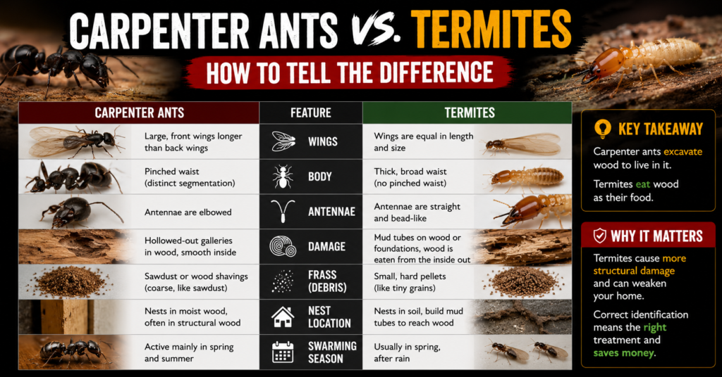 Carpenter Ants vs Termites: How to Tell the Difference
