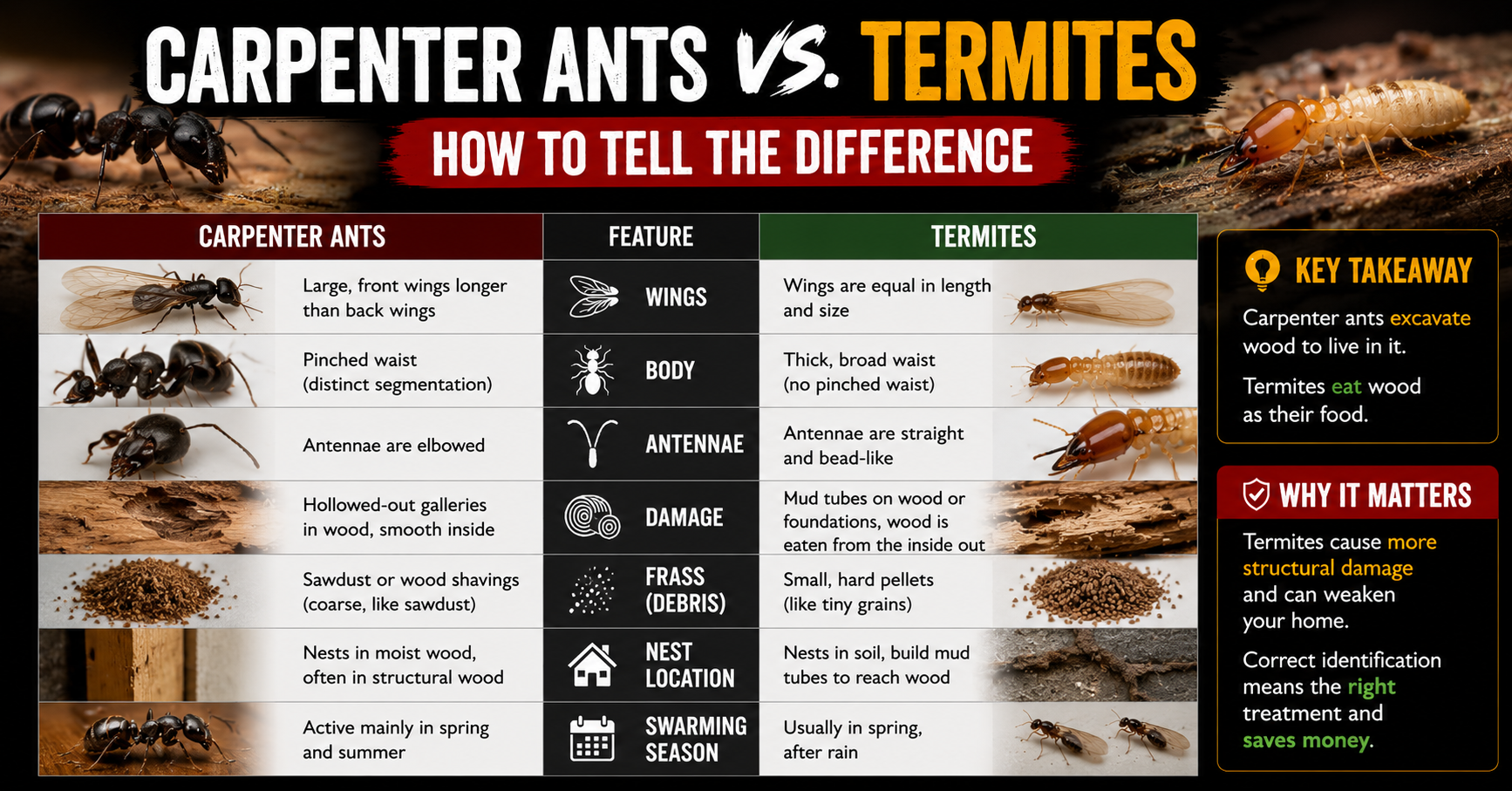 Carpenter Ants vs Termites: How to Tell the Difference