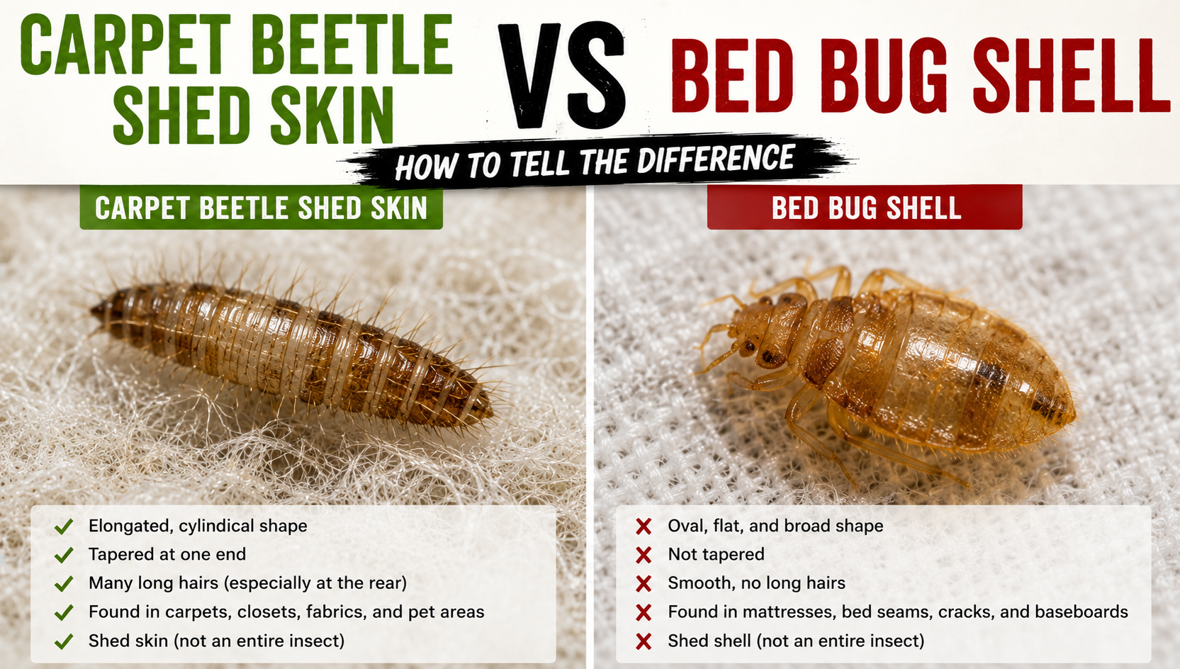 Carpet Beetle Shed Skin vs Bed Bug Shell: How to Tell the Difference