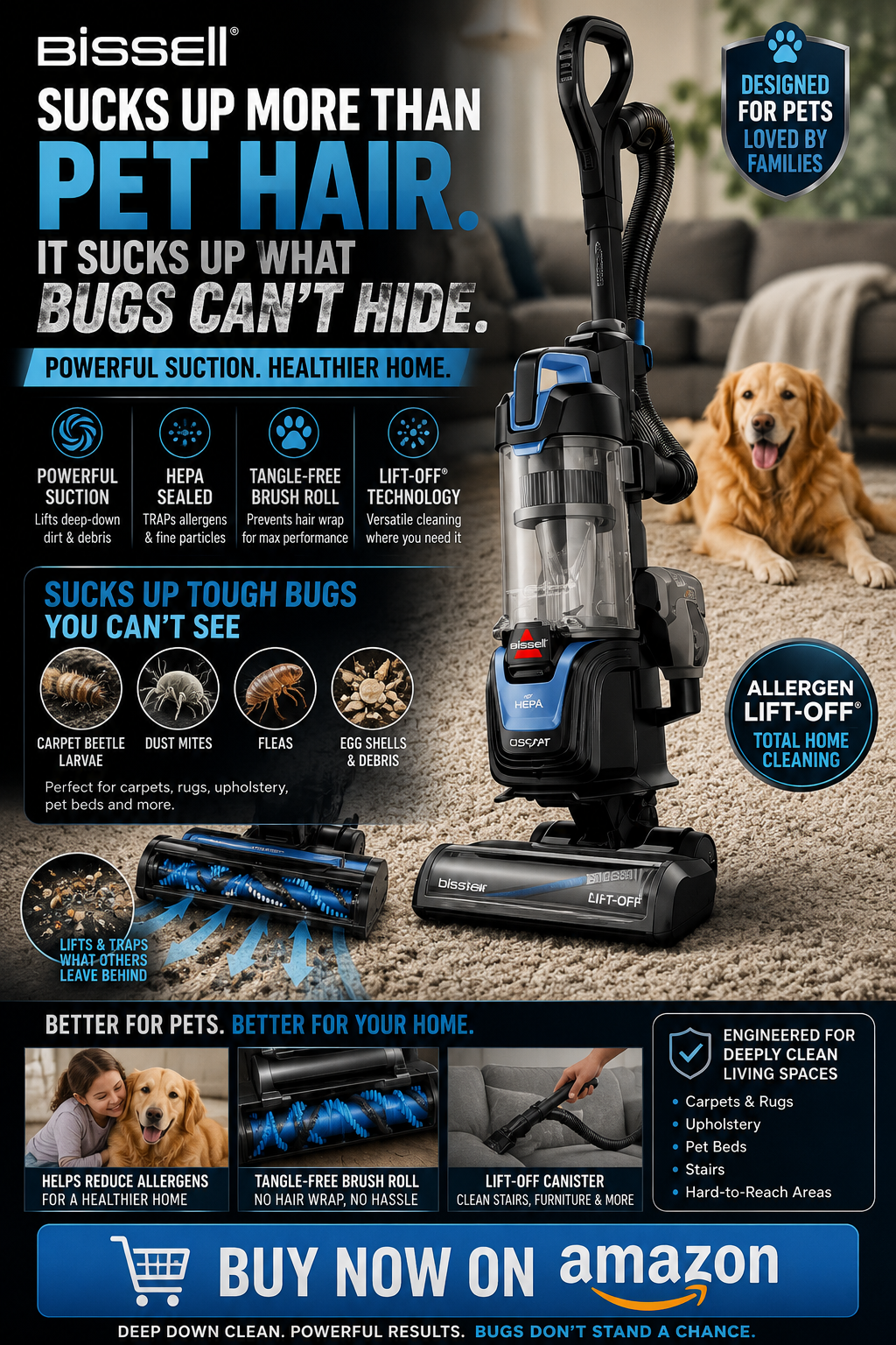 Strongest vacuum for bugs and insect larvae
