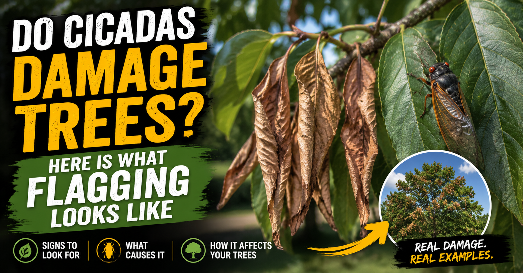 Do Cicadas Damage Trees?  Here Is What Flagging Looks Like